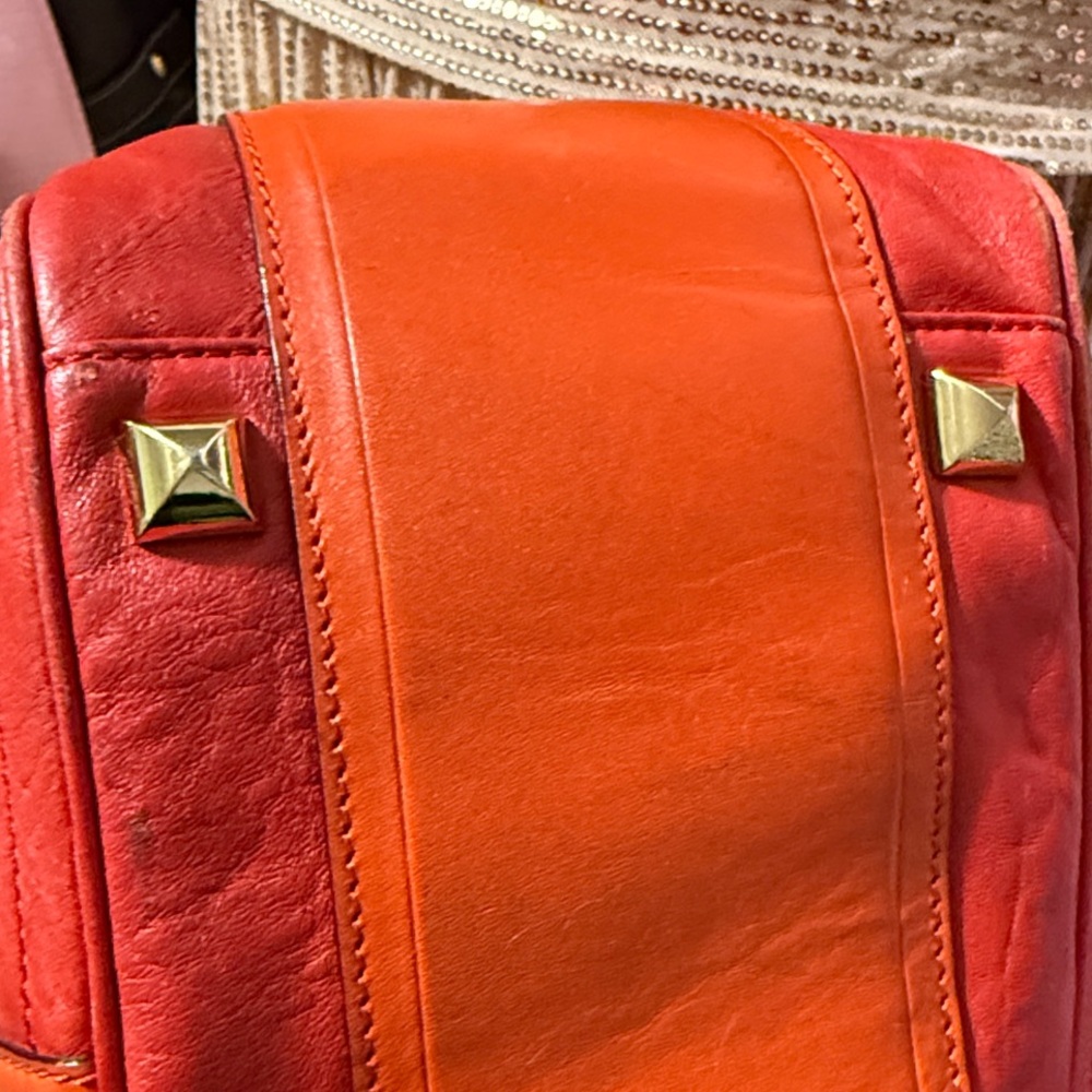 L.A.M.B. Red & Orange Alston Saddle  Y2K White Era Handbag - Picture 13 of 16